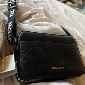 Michael Kors Black Crossbody Bag with Gold Accents